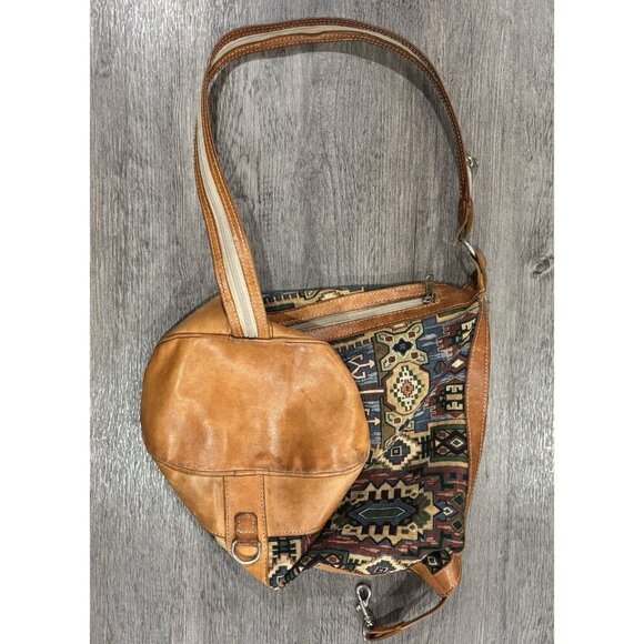 VTG Leather FORCE TEN Two Way Shoulder And Cross Body Bag Purse Backpack - Picture 3 of 9